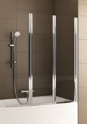 Ekran dushi për vaskë KFA Glass 3-S, 120 x 140 cm, xham i tejdukshëm, krom