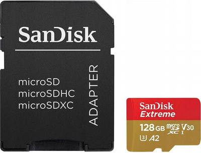 Kartë memorje SanDisk Extreme, 128GB, microSDXC, me adapter SD