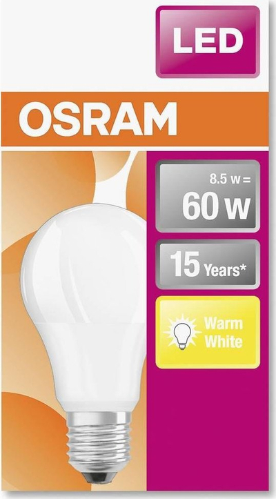 Llambë LED Osram, E27, 8.5W 2700K, e bardhë e ngrohtë