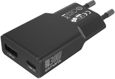 Karikues rrjeti 4smarts FlatPlug Duos, 30W, i zi
