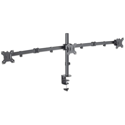 Mbajtëse tavoline Manhattan Triple për 3 monitorë 10\"–27\", VESA 75x75 / 100x100, e zezë