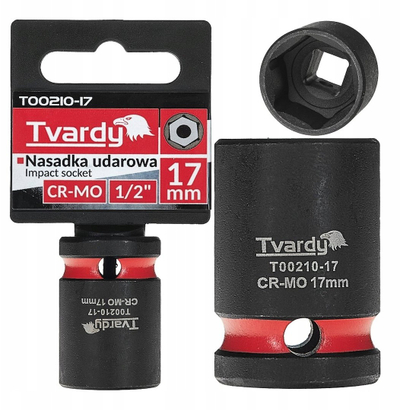 Çelës goditës nasadë Tvardy T00210-17, 1/2", 17mm, CR-MO, i zi