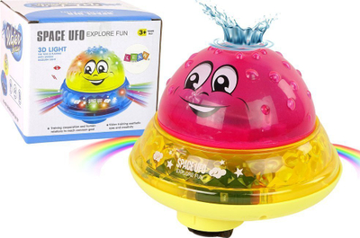 Top lodër uji LeanToys Water Ball UFO, LED, muzikë argëtuese, rozë