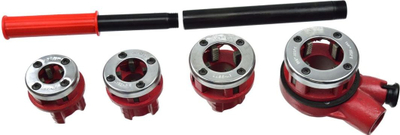 Set filiere tubash GEKO, 4 copë, 1/2"-1-1/4", në kuti plastike të kuqe