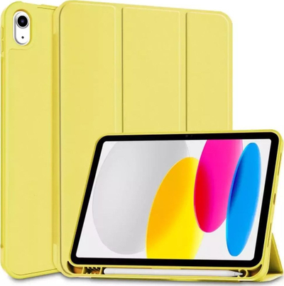 Këllëf tableti 4kom.pl SC Pen për Apple iPad 10.9 2022, silikoni, me mbajtëse stylusi, i verdhë