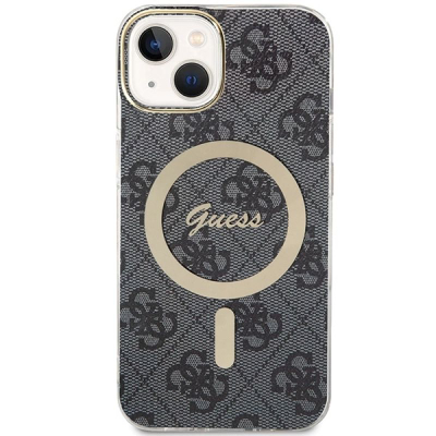 Futrollë Guess GUHMP15SH4STK për iPhone 15 6.1", e fortë, me MagSafe, e zezë