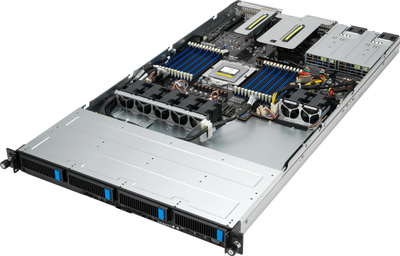 Server rack ASUS RS500A-E12, 1U, 4 bay NVMe, ngjyrë argjendtë