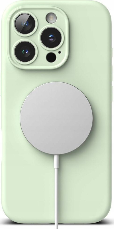 Kllapë telefoni Ringke Silicone Magnetic MagSafe, për iPhone 16 Pro Max, silikon i butë, ngjyra Soft Mint