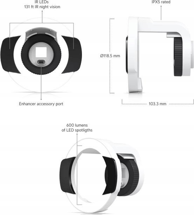 Aksesor kamerë Ubiquiti UACC G5 Professional Vision Enhancer, IR deri 40m, 600 lumen, i bardhë