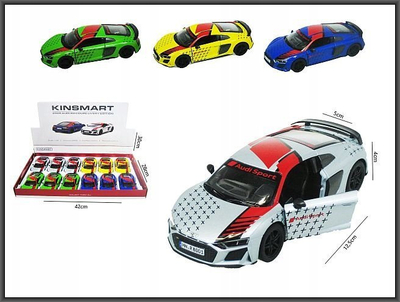 Makina lodër Kinsmart Audi R8 Coupe KT5422DF, die cast, me dyer që hapen, shumëngjyrëshe