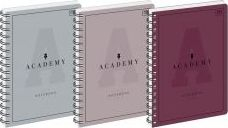 Bllok shënimesh A4 Academy, spirale, 100 fletë me katrorë, set 5 copë