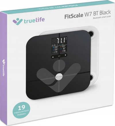 Паметна вага TrueLife FitScale W7 BT, Bluetooth, 180kg, црна