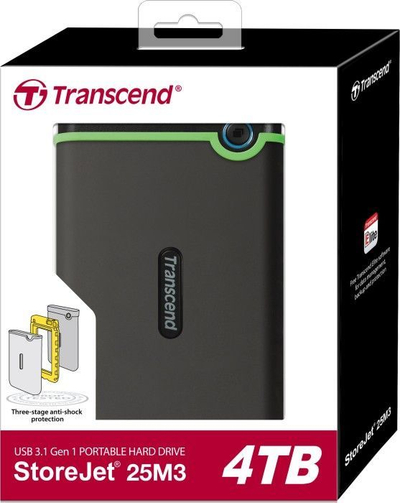 Disk HDD StoreJet 25M3S 4 TB, ngjyrë e zezë dhe gjelbër