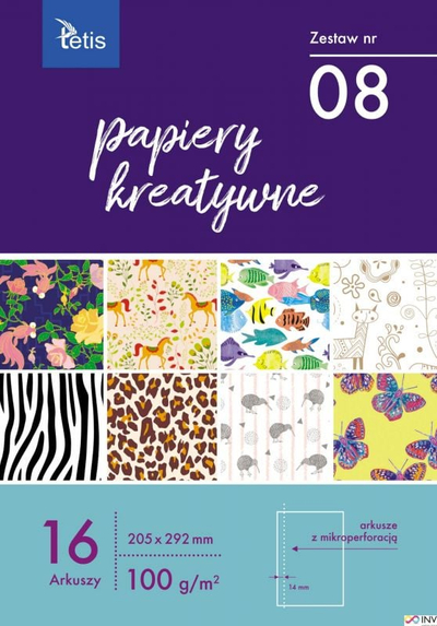 Letra kreative Tetis A4, set 16 fletë, 100g m², shumëngjyrëshe