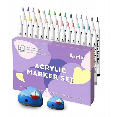 Set markerë akrilik ARRTX LC303144, majë felt-tip, 30 ngjyra
