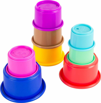 Lodër grumbulluese Tommee Tippee Pile and Play Cups, set me 8 kupa, shumëngjyrëshe