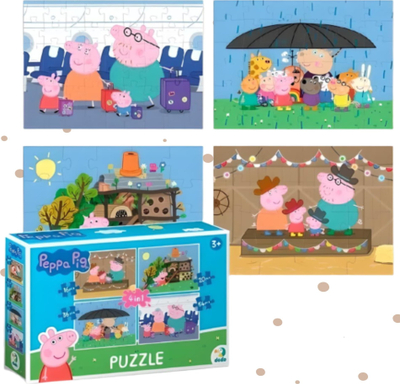 Puzzle Peppa Pig 4 në 1, set për kalamaj, shumëngjyrësh