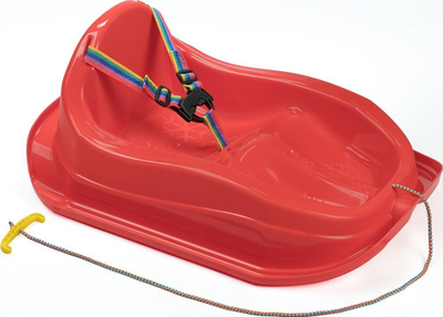 Sanke plastike Baby Mini, për kalamaj, me rrip sigurie, e kuqe