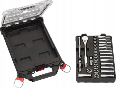 Set çelësa me goditje Milwaukee PACKOUT, 3/8", 32 copë, i zi