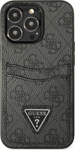 Futrollë telefoni Guess GUHCP13LP4TPK për iPhone 13 Pro / 13 6.1", me xhep kartash, e zezë
