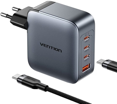 Karikues USB Vention 100W GaN, PD, Type C, i bardhë