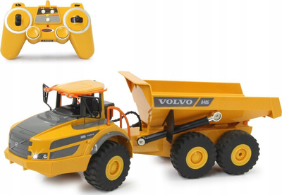 Lodër kamion me pult Jamara Volvo A40G, 39.5 x 13.2 cm, goma gome, i verdhë