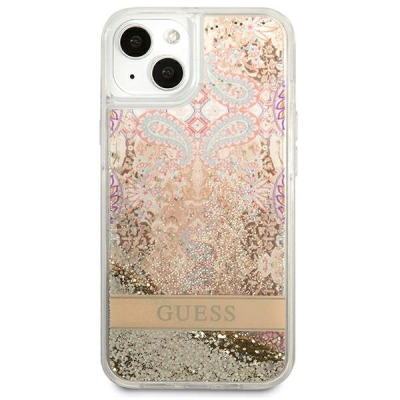 Kapak telefoni Guess për iPhone 13 6.1", me glitter, ngjyrë gold