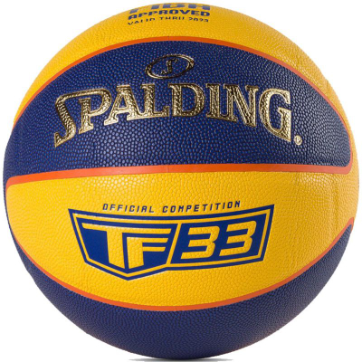 Top basketbolli Spalding TF-33 Official Ball 76862Z, madhësi zyrtare, për mrena dhe jashtë, verdh e blu