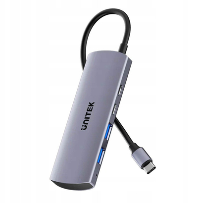 Hub USB C Unitek uHUB Q4, 4 në 1, 10Gbps, gri
