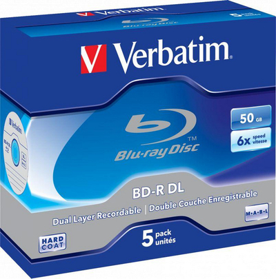 Disqe ruajtëse Verbatim BD-R DL, 50GB, 5 copa, blu