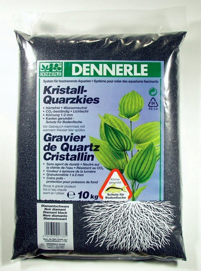 Zhavorr kuarci për akuarium Dennerle Crystalline Black Diamond, granula 1–2 mm, 10 kg, i zi
