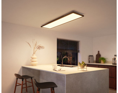 Плафонска лампа панел Philips Hue Aurelle White Ambiance, 120 x 30 cm, прилагодливо осветлување, црна