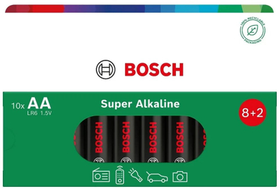 Bateri alkaline Bosch LR6SA10B/00, AA, 1.5V, paketim 10 copë