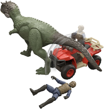 Set lodrash Mattel Jurassic World JKG91, dinozaur me mjet terreni, kapëse veprimi, shumëngjyrësh