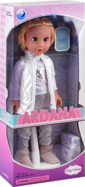 Kukull Jokomisiada Adrianna, 45 cm, flokë biondë, veshje argjendi