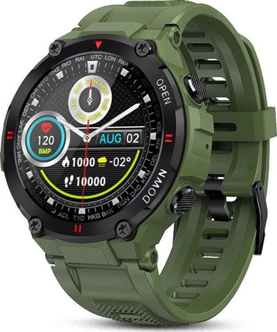 Smartwatch Giewont GW430-3, ekran me prekje, mat aktivitetin, i gjelbër