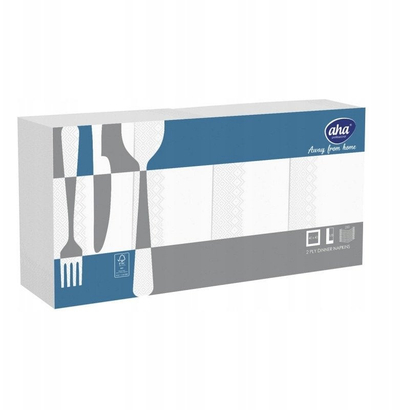Lecka tavoline Aha AFH Napkins, 2 shtresa, 40x40cm, të bardha, 250 copë
