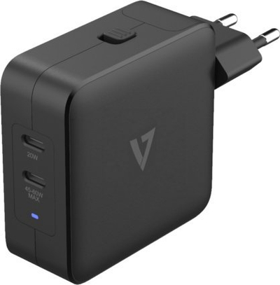 Karikues muri V7 ACUSBC65WGAN, 65W, 2x USB C PD GaN, i zi