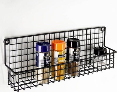Rafte muri për erëza Vilde, metal, 39.5x6.5x14cm, i zi loft