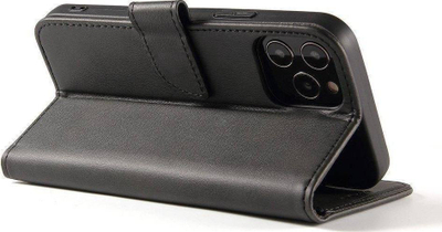 Këllëf telefoni Magnet Book Case për Samsung Galaxy A73, lëkurë artificiale, me bazë mbajtëse, i zi