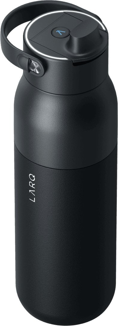 Shishe uji LARQ PureVis 2, 1L, çelik inox i izoluar, e zezë