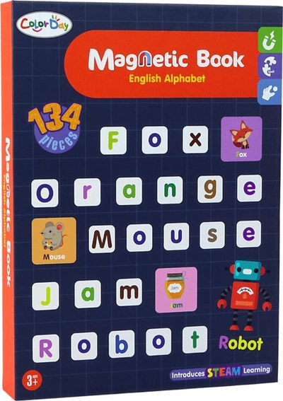 Libër magnetik LeanToys Magnetic Puzzle Book, alfabet anglisht, figura me magnet, shumëngjyrësh