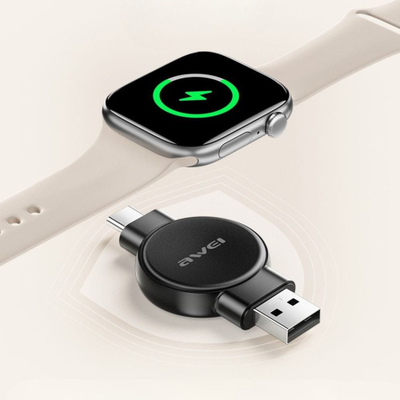 Karikues magnetik për smartwatch Awei W26, për Apple dhe Samsung Watch, i zi