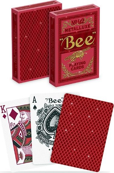 Letra loje Bee Metalluxe Premium, për poker, madhësi standarde, indeks standard, të kuqe