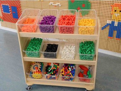 Raft me rrota Masterkidz Shelf on Wheels, 3 rafte, dru i natyrshëm
