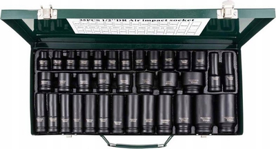 Set çelësa tuborë ROCKFORCE 35 copë, 1/2", 8–32mm, ngjyrë e zezë