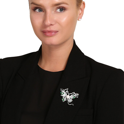 Brosh JwL Luxury Pearls JL0845, flutur, perlë natyrale, argjendi