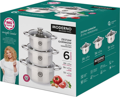 Set tenxheresh MG Home Moderno, 6 copë, çelik inox, për induksion