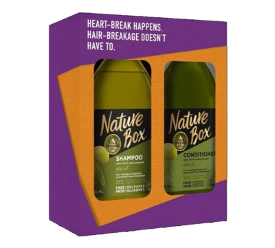 Set për flokë Nature Box Olive Oil, shampo 385 ml + balsam 385 ml