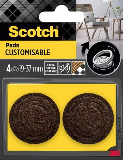 Филц подлошки за мебел Scotch, лизгачи за нозе на столови, 4 парчиња, беж